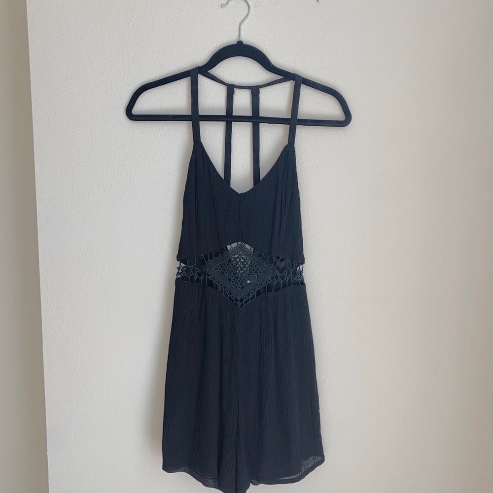 Black Crochet Romper